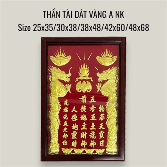 Bài vị tài địa dát vàng 
