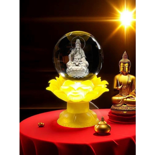 Bi cầu 3D khắc phật Mẹ Quan Âm 