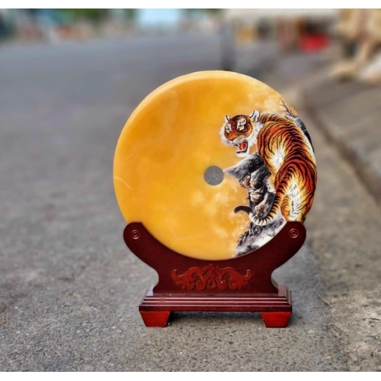Dĩa Đá Ngọc Hoàng Long vẽ hổ
